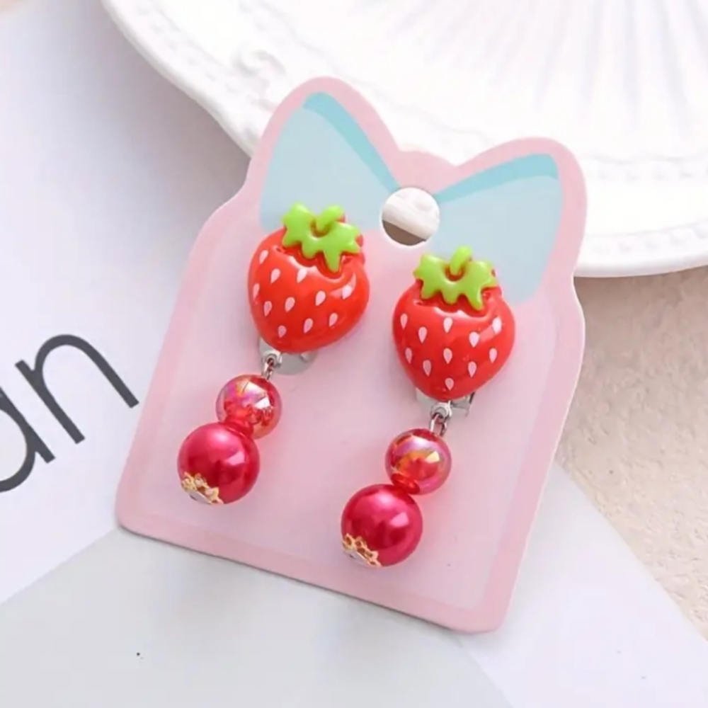 Strawberry Patch Clip On Earrings